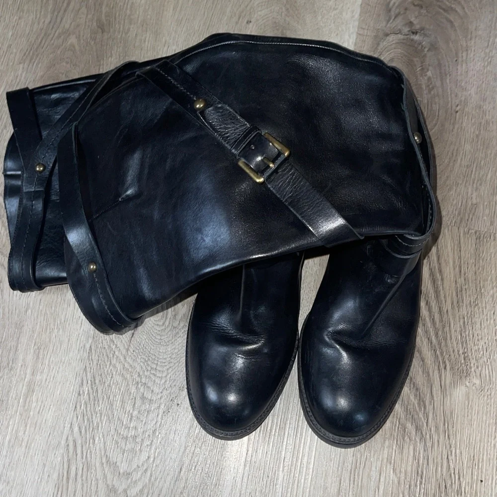Anthropologie Daughters of the Liberation black calf leather boots 8.5